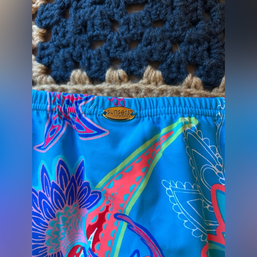 Sunsets Swimwear NWT 2pc Set Tankini E-Cup Top & XL Skirt Blue Paisley Floral - Picture 12 of 12
